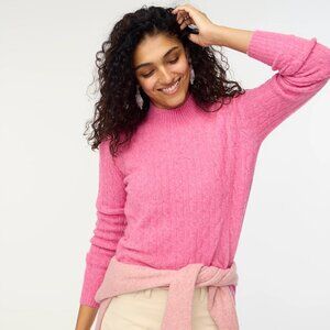 J. Crew Pink Cable-knit mockneck sweater in extra-soft yarn/NWT/2X